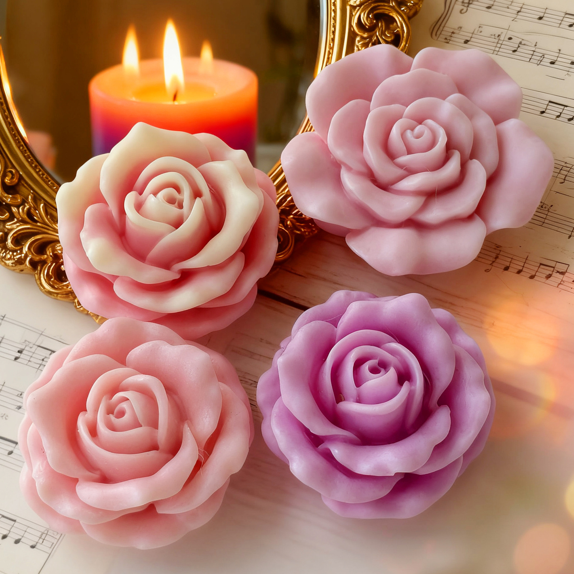 Soap Making Recipes - Flower Form Rose Peony Lotus Silicone