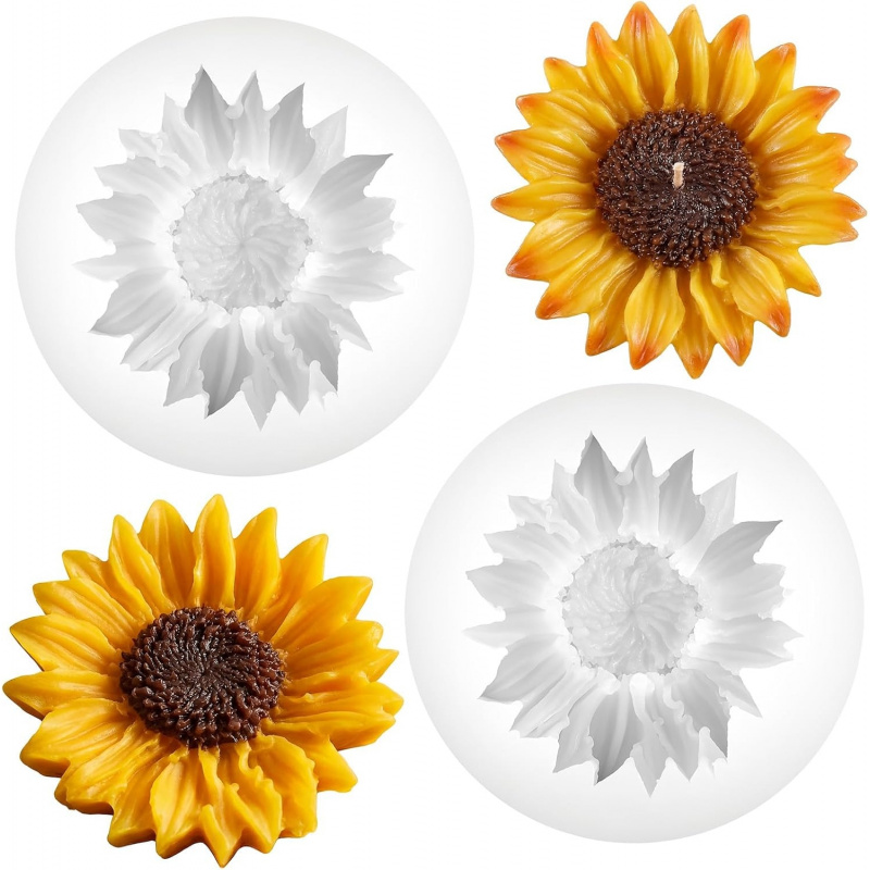 Soap Making Homemade - 2 Set of sunflower silicone molds，3D