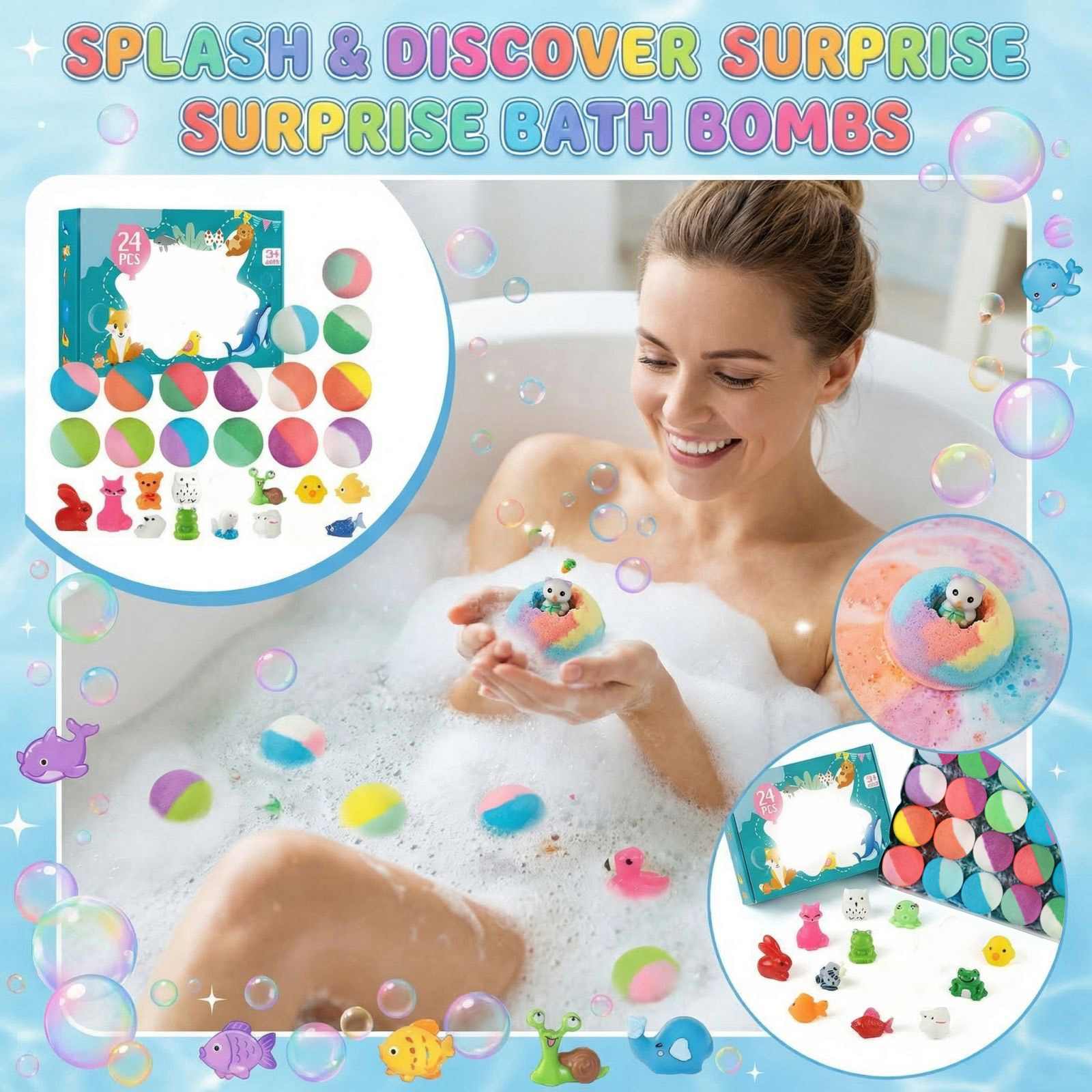 24 PCS Surprise Bath Bombs Spa - Shea Butter Raw incelemesi ve fiyatı