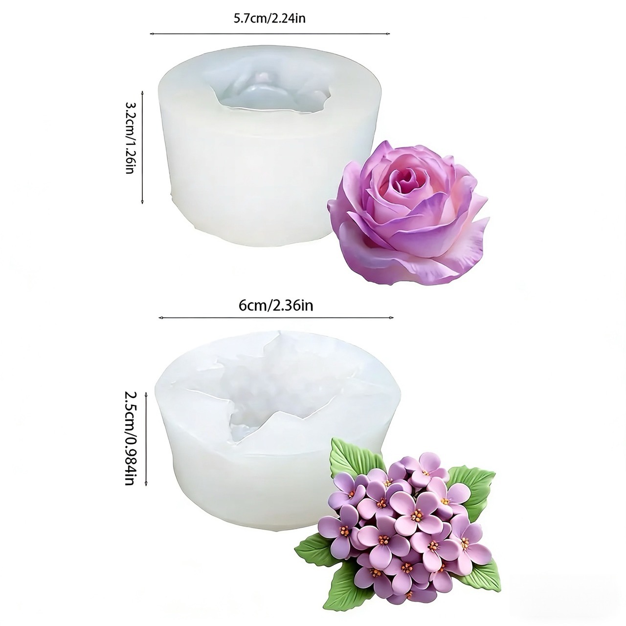 2-Piece 3D Rose and Lilac Sili - Soap Making Recipes incelemesi ve fiyatı
